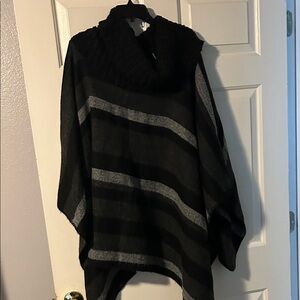 Torrid Black and Gray Striped Poncho